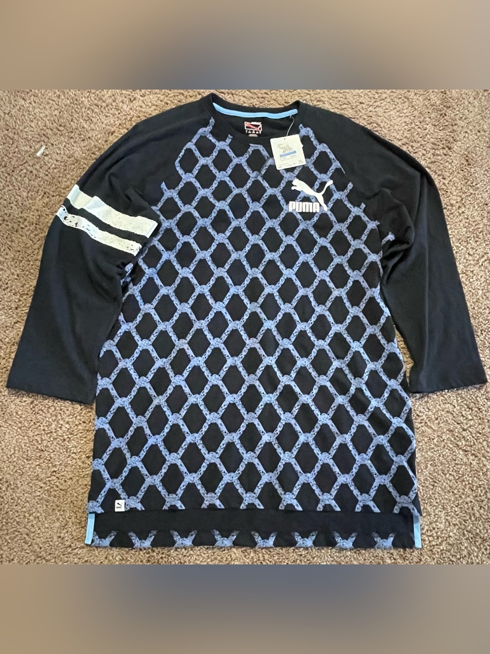 Puma Black with Light Blue Lattice Graphic Tee